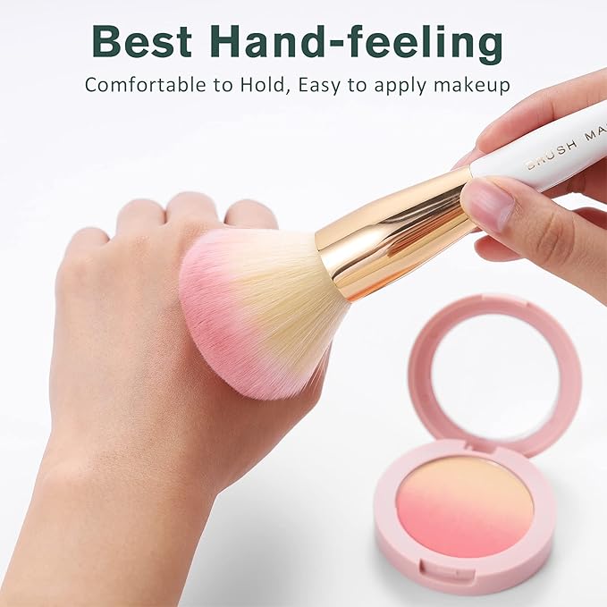 Makeup Brushes Set 10Pcs Professional Kabuki Foundation Eyeshadow Blush Blending Lip Full Face Cosmetic Kit W/Makeup Brush Set with Holder-FemmiqueWomen