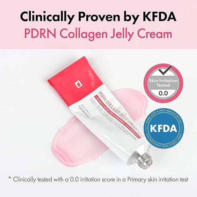 PDRN Collagen Jelly Cream, 5,000ppm Salmon DNA PDRN, Niacinamide, Hydrolyzed Collagen, Glow, Hydrating, Firming, Uneven Skin Tone, No artificial color, Korean Skin Care, 50ml, 1.69 fl.oz.-FemmiqueWomen