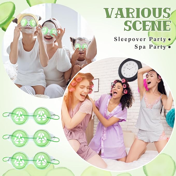 12 Pcs Cucumber Eye Pads Gel Eye Masks Cooling Heating Eye Pads Spa Party Favors Sleepover Party Slumber Party Supplies-FemmiqueWomen