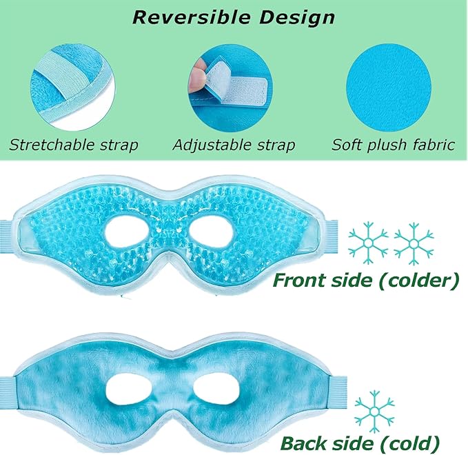 2PCS Gel Eye Mask, Reusable Hot Cold Therapy Eye Mask, for Puffy Eyes, Dark Circles, Headaches, Migraine, Stress Relief-FemmiqueWomen