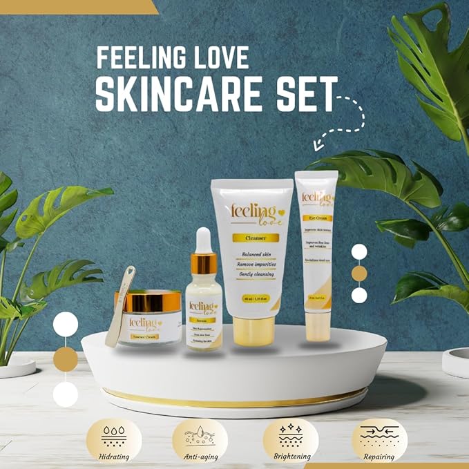Introducing our exclusive Skincare Set: Cleanser, Serum, Essence Cream, and Eye Cream - Experience the Ultimate 4-Step Natural Beauty Routine for Achieving Radiant, Glowing Skin.-FemmiqueWomen