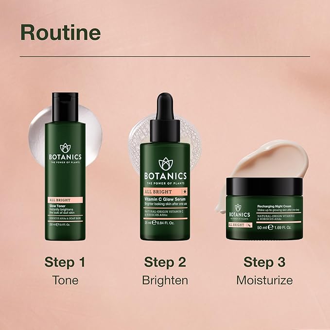 Botanics Glow Toner for Face - Enriched with Hibiscus AHA Exfoliant & Soap Bark - Non-Drying - Vegan and Cruelty-Free Face Toner for Women & Men (8.4 Fl Oz)-FemmiqueWomen