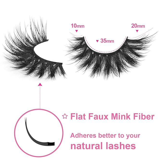 Lashes Flat Faux Mink Eyelashes 20mm Long False Eyelashes Dramatic Cat Eye Eyelashes Wispy 3D Crossed Thick Fox Eyelashes Extensions Strip Lashes Pack by Kiromiro-FemmiqueWomen