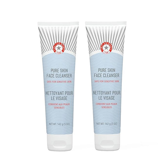 First Aid Beauty - Pure Skin Face Cleanser, Effectively Removes Makeup, Dirt, & Impurities, Gentle Cleanser Leaves skin Soft & Supple, Fragrance Free (5 oz, 2 ct)-FemmiqueWomen