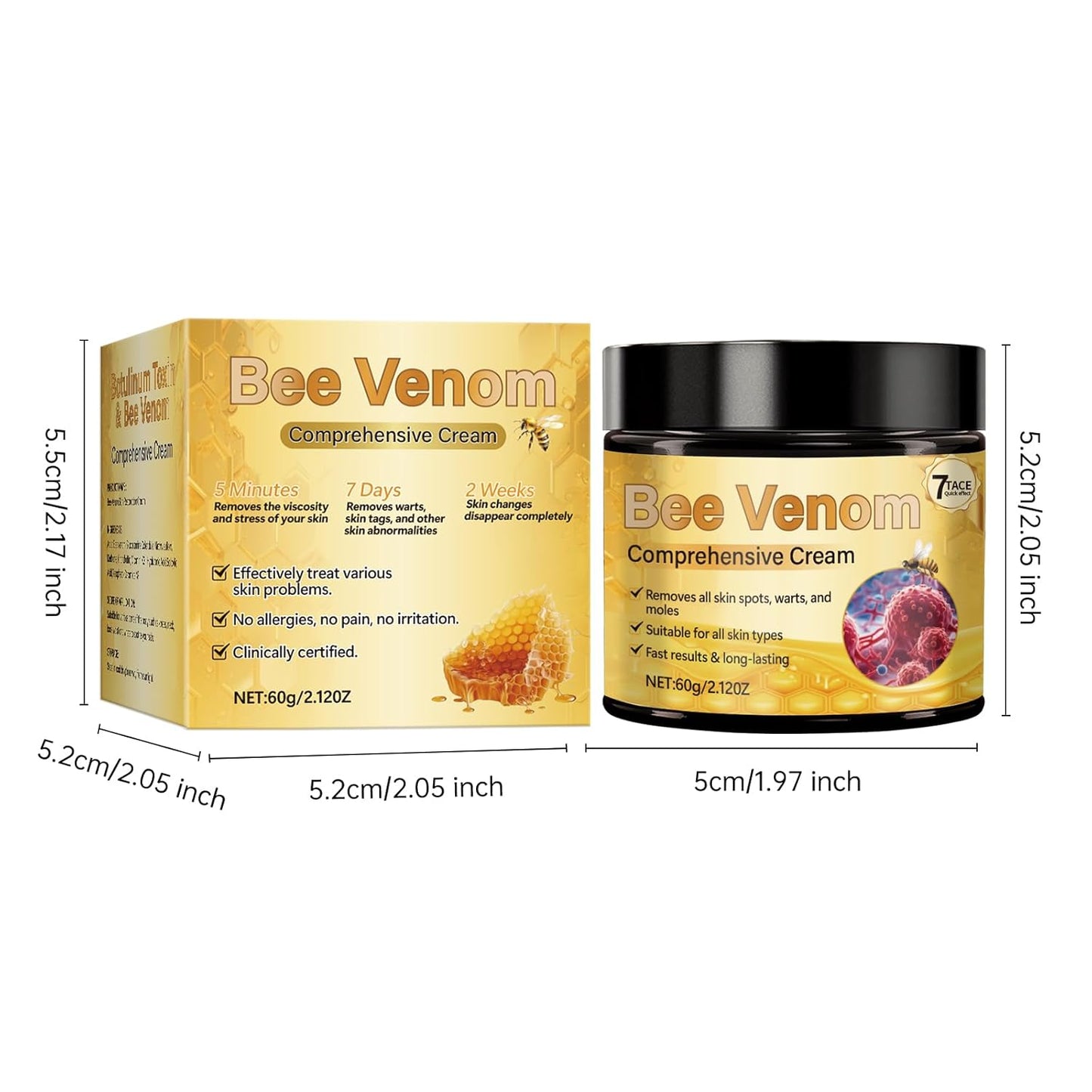 Bee Venom Comprehensive Cream, Firming & Wrinkle-Reducing Deeply Nourishes The Skin, Professional Bee Venom Skin Treatment Cream, Natural Serum Suitable for All Skin Types (2 Pack)-FemmiqueWomen