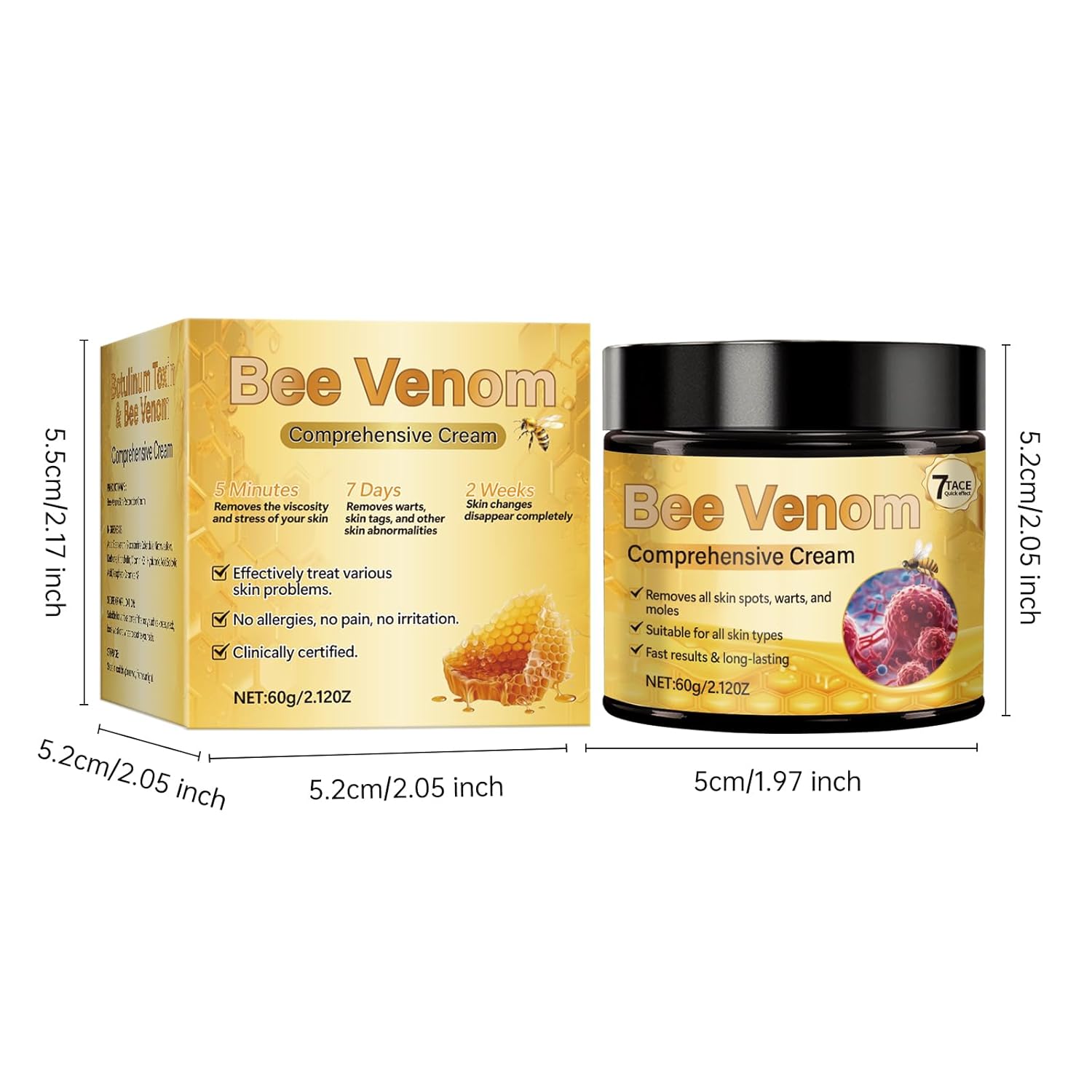Bee Venom Comprehensive Cream, Firming & Wrinkle-Reducing Deeply Nourishes The Skin, Professional Bee Venom Skin Treatment Cream, Natural Serum Suitable for All Skin Types (2 Pack)-FemmiqueWomen