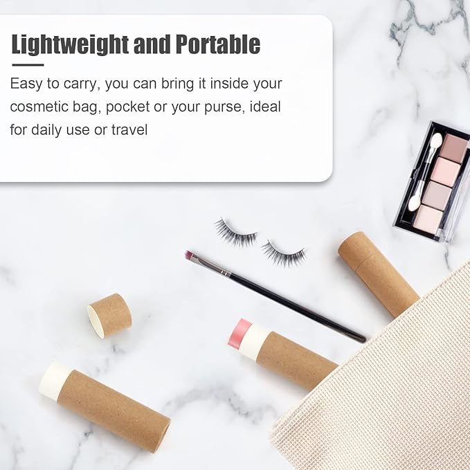 10 Pcs 25g Paperboard Lip Balm Tubes Refillable Krafts Paper Lipstick Tube Round Cardboard Empty Lip Gloss Container Holder Tubes for DIY Chapstick Salve Cosmetic Lotion Solid Perfume - Brown-FemmiqueWomen