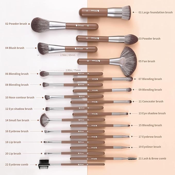 DUcare Professional Makeup Brush Set 22Pcs with Travel Case Synthetic Kabuki Foundation Brush, Face Powder Brush, Blush Brush, Concealer Brush, Eyeshadow Brushes-FemmiqueWomen