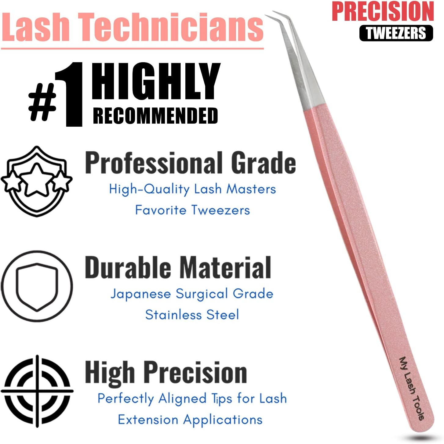 Isolation Lash Tweezers for Eyelash Extensions – 14cm Curved Tweezer, Japanese Stainless Steel, Best for Individual Isolation & Classic Lashes, Eyelash Twisers (Blush Pink)-FemmiqueWomen