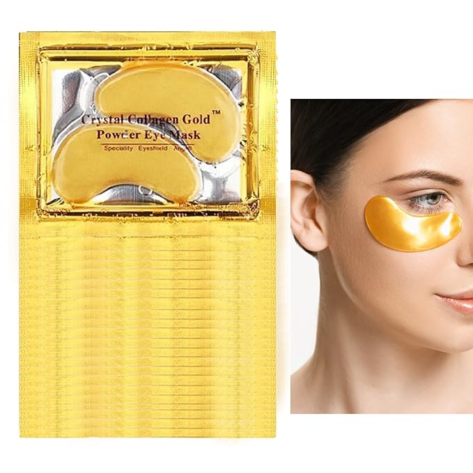 30 Pairs 24K Gold Under Eye Patches,Crystal Collagen Under Eye Mask,Puffy Eyes and Dark Circles Treatments,Moisturising&Hydrating Under Eye Patch Pads for Reducing Fine Lines Eye Bags(Gold)-FemmiqueWomen