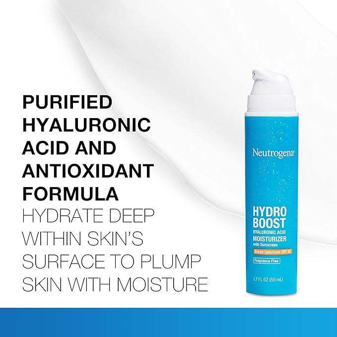 Neutrogena Hydro Boost Hyaluronic Acid Hydrating Face Moisturizer With SPF 50, Fragrance Free Facial Moisturizer, 1.7 fl. oz, & Trial Size Hydro Boost Facial Cleanser, 0.5 fl. oz-FemmiqueWomen