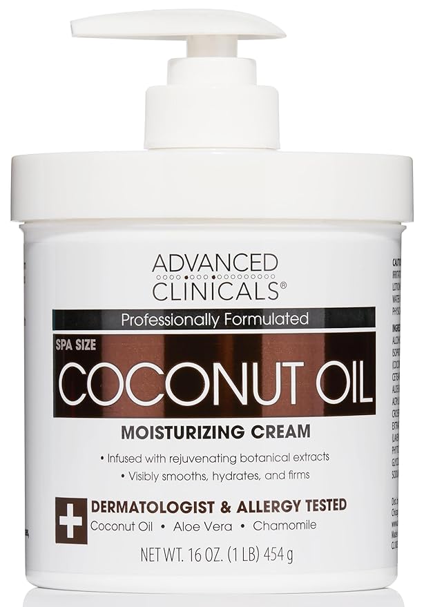 Advanced Clinicals Coconut Oil Body Cream For Women & Men | Hydrating Coconut Lotion For Extremely Dry Skin | Visible Anti Aging Body Butter Skin Care Balm Moisturizer For Hand, Heel, Feet, 16 Ounce-FemmiqueWomen