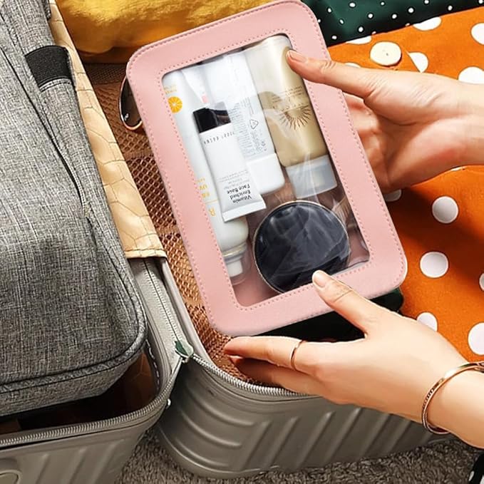 Clear Makeup Bag Small, TSA Approved Portable Toiletry Bag with Zipper Cosmetic Travel Bag Makeup Organizer Case Mini Makeup Pouch for Purse Car Organizer Bag for Women Men-FemmiqueWomen