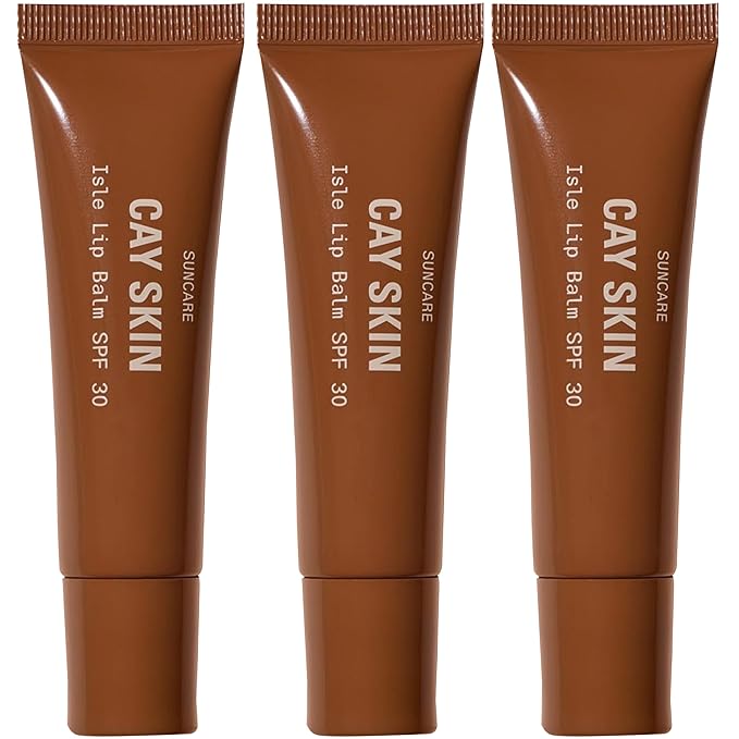 Cay Skin Isle Lip Balm SPF 30 – High Shine, Hydrating + Sheer Lip Gloss in Vanilla Brown Sugar Flavor – Formulated with Natural Ingredients for All Skin Tones – 3-Pack, Clear-FemmiqueWomen