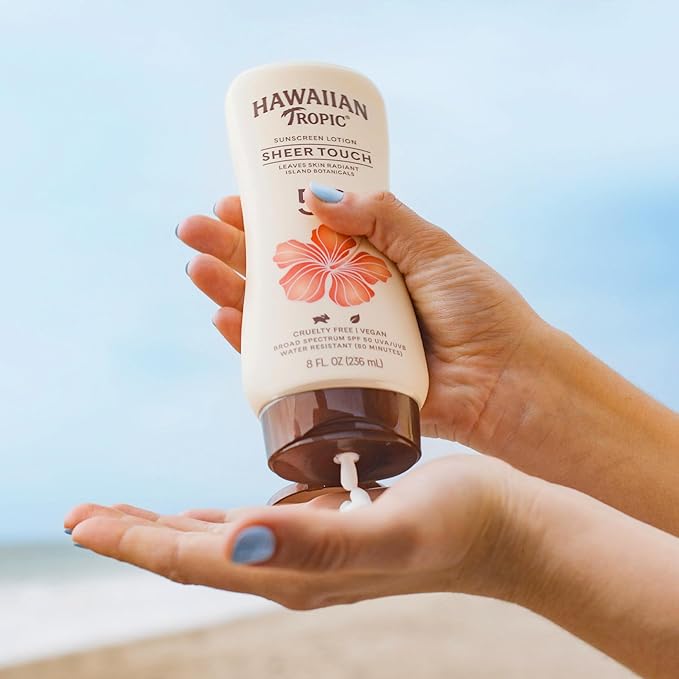Hawaiian Tropic Sheer Touch Lotion Sunscreen SPF 70, 8oz | Broad Spectrum, Oxybenzone-Free, Sunblock Lotion, Hawaiian Tropic Sunscreen SPF 70, 8oz-FemmiqueWomen