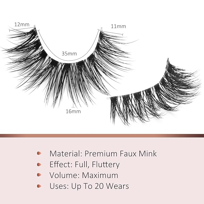Onlyall False Eyelashes Natural Lashes Wispy Lashes Natural Look False Eyelashes Natural Flared Eyelashes False Eye Lashes Fluffy Lashes 7 Pairs A28-FemmiqueWomen