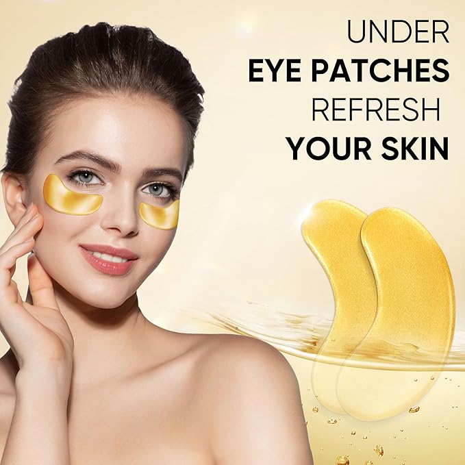 200Pcs/100 Pair Under Eye Patches Gold for Dark Circles, Puffy Eyes, and Wrinkles, 24K Gold Eye Mask for Face, Eye Cream for Men and Women-FemmiqueWomen