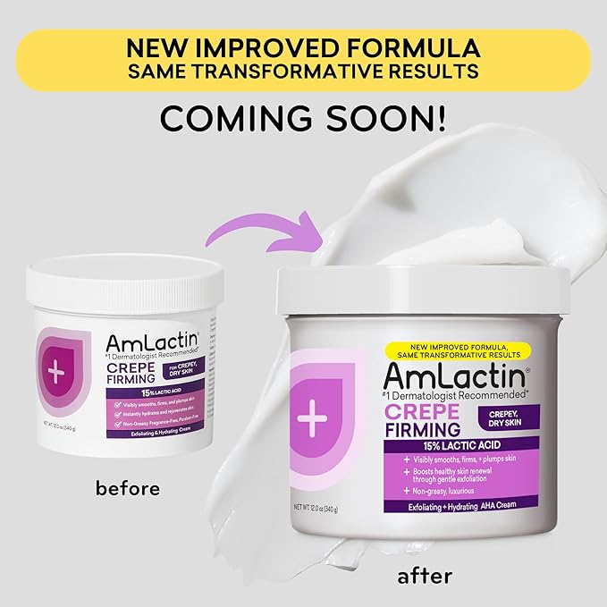 AmLactin Crepe Firming Cream - 12 oz Body Cream with 15% Lactic Acid - Exfoliator and Moisturizer for Crepey, Dry Skin (Packaging May Vary)-FemmiqueWomen
