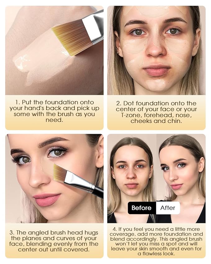 EIGSHOW Flat Foundation Brush, Vegan Synthetic Bristles, Streak Free Application, Face Makeup Brush For Blending Liquid, Cream, Face Mask (E870B)-FemmiqueWomen