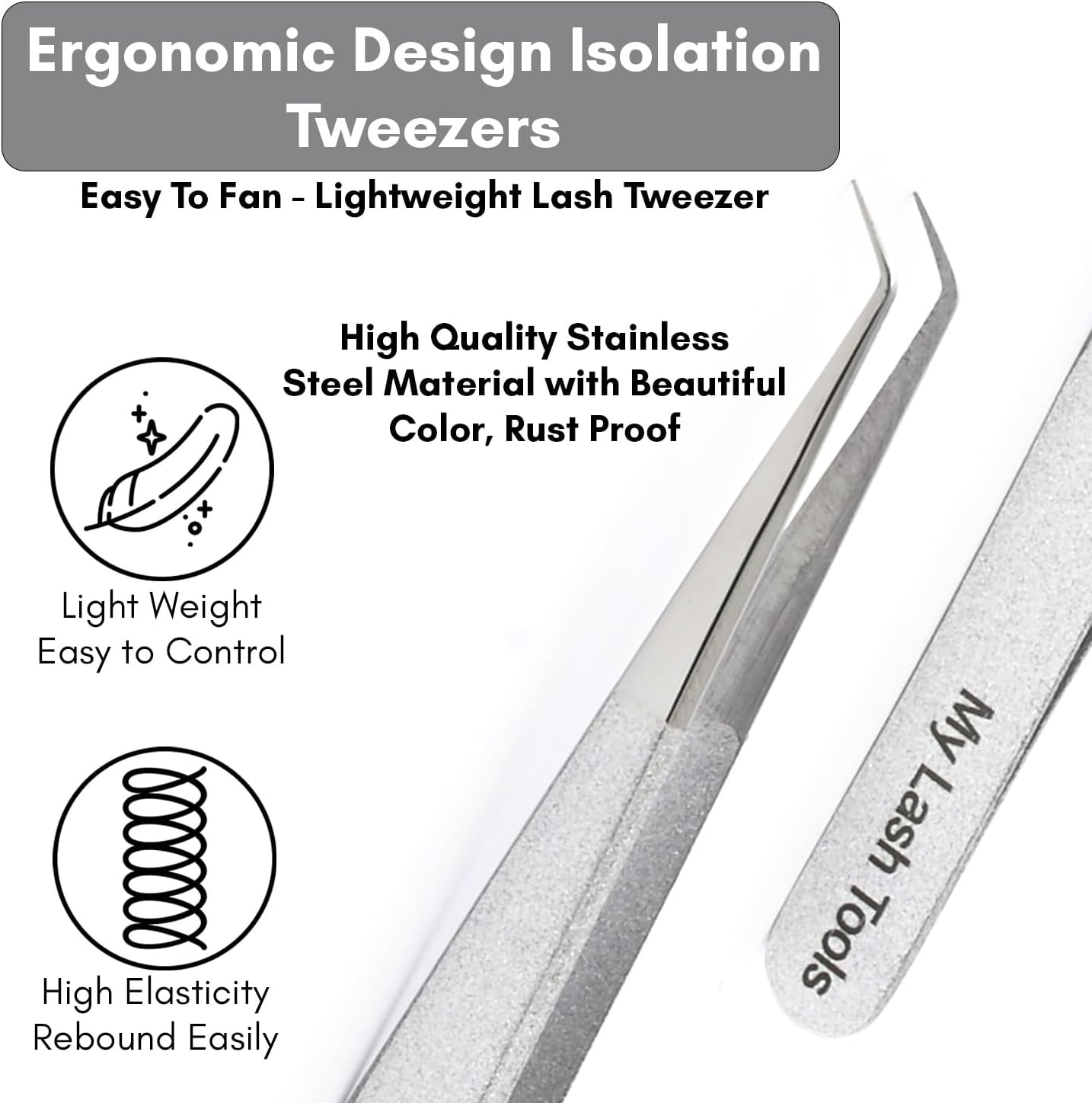 Isolation Tweezer Eyelash Extension Curved Degree Tweezers for Isolation – 14cm Japanese Stainless Steel, Best for Individual Isolation & Classic Lashes Eyelash Twisers (Silver Pantone)-FemmiqueWomen