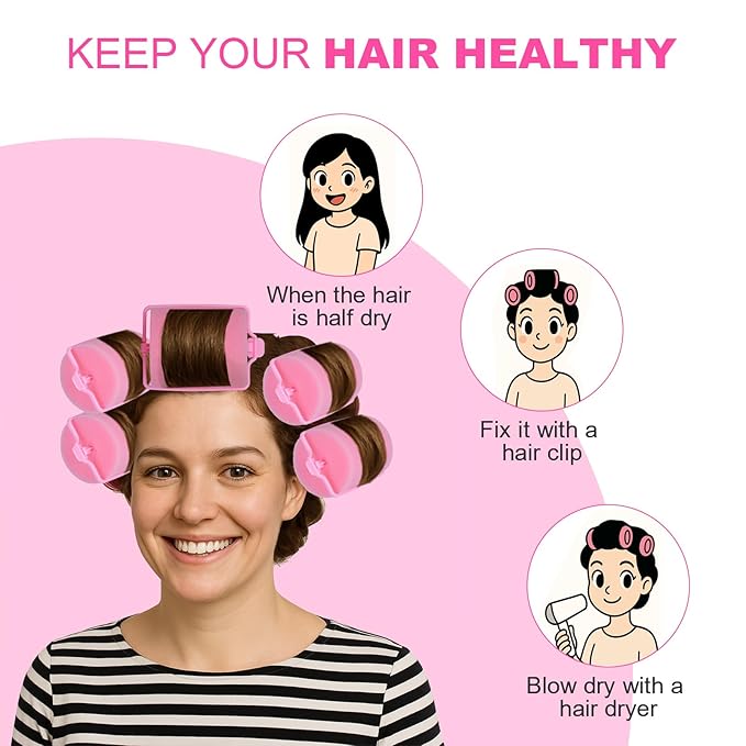 24 Pieces Foam Sponge Hair Rollers - Soft Sleeping Hair Curlers for Hair Styling (2inch, Pink)-FemmiqueWomen