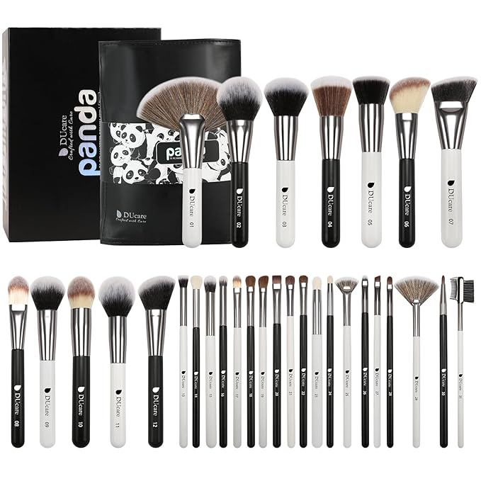 DUcare Professional Makeup Brushes 31Pcs Panda Series Makeup Brush Set Kabuki Foundation Blending Face Powder Blush Concealers Eye Shadows With Leather Case Organizer-FemmiqueWomen