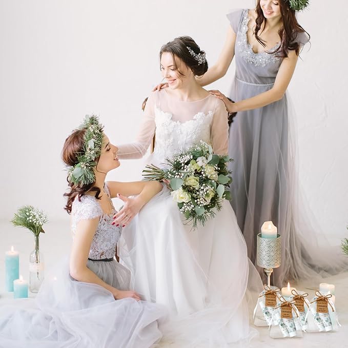 200 Pcs Baby Shower Wedding Party Favors Gift Set, 50 Pcs Baby Shower Hand Cream and 50 Lip Balm for Wedding Bridesmaid Guests Gift Supplies with 50 Organza Bag 50 Thank You Tag(Eucalyptus)-FemmiqueWomen