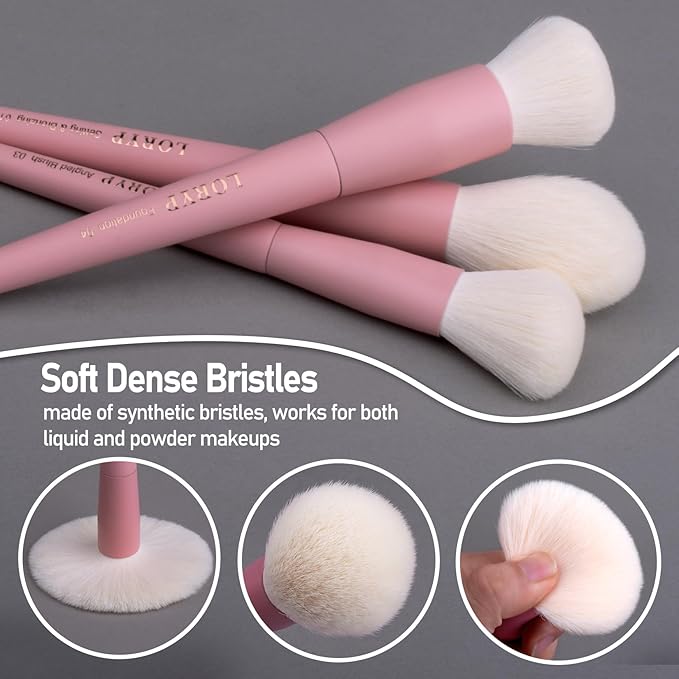 LORYP Makeup Brushes Set Labeled 18 Piece Face and Eye Brush Set Ultra soft hair Foundation, Concealer, Blush, Contour, Blending, Eyeshadow Pink Brush kit-FemmiqueWomen