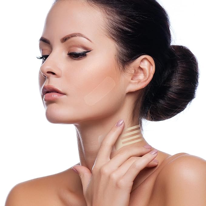 braxan 60 Pcs Neck Tape Lifting Invisible Set: Neck & Face Lift Tape Invisible - for Double Chin Jowls Eyes Sagging Skin, Special Events & Makeup-Friendly Use, Visible Results In Seconds-FemmiqueWomen