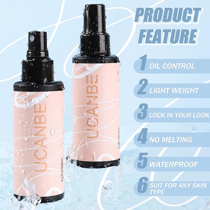 UCANBE Ultra Matte Makeup Setting Spray for Oily Skin, Long Lasting Finishing Spray for Face Make Up, Weightless Mattifying Setting Mist, 3.38 Fl.oz-FemmiqueWomen