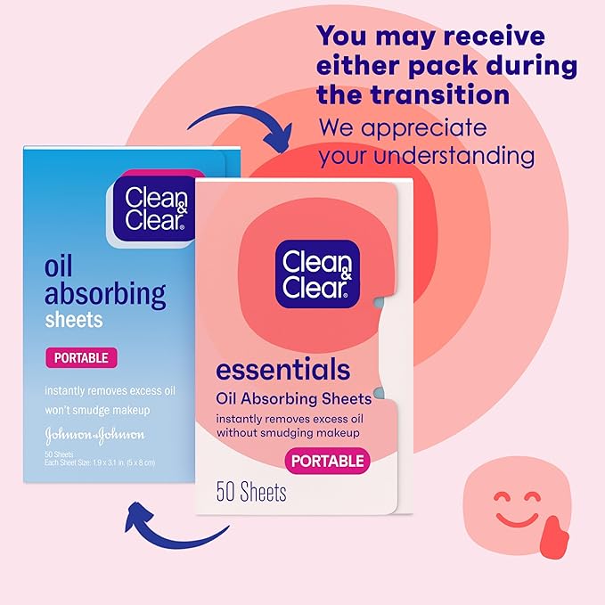 Clean & Clear Oil Absorbing Facial Sheets, Portable Blotting Papers for Face & Nose, Absorbing Blotting Sheets for Oily Skin to Instantly Remove Excess Oil & Shine, 3 x 50 ct-FemmiqueWomen