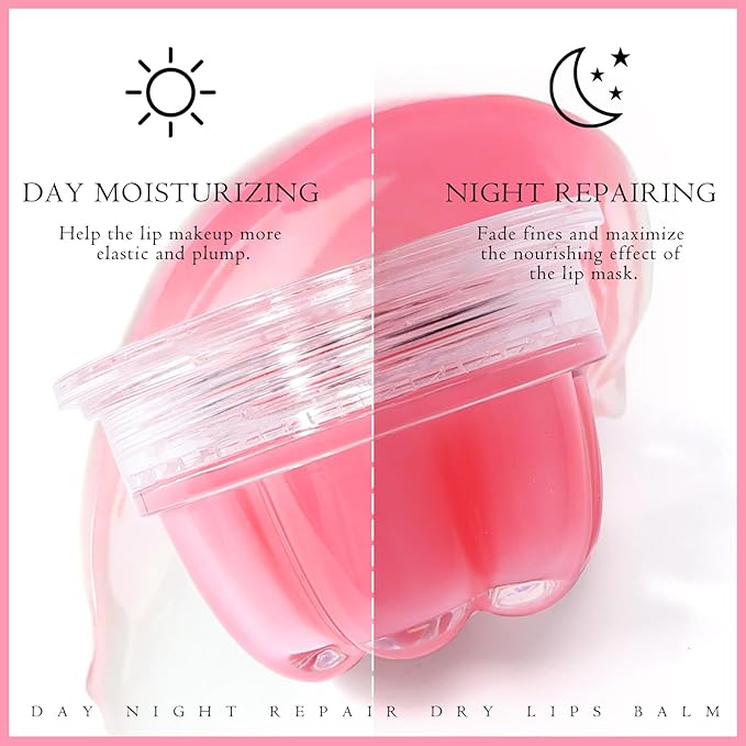 2Pc Jelly Lip Mask Overnight,Fruity Strawberry Lip Sleeping Mask Day Night Repair Kawaii Lip Balm Hydrate Plump Dry Lip Scrubs Exfoliator,Lip Care Lip Moisturizer with Collagen-Strawberry-FemmiqueWomen