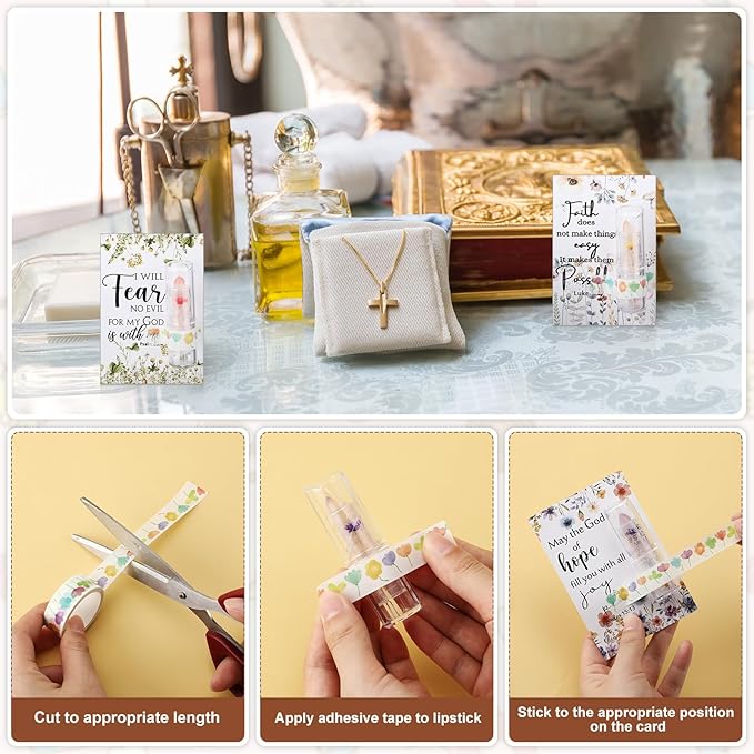 12 Sets Christian Lip Balms with Inspirational Bible Verse Card Bulk Gifts for Women Flower Sign Taste Lip Balm with Tag for Employee Coworker Teacher Family Church Wedding Favor-FemmiqueWomen