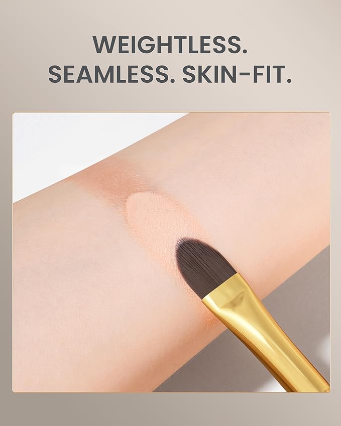 Desert Oak Series Liquid-Sculpt Pro Concealer Brush - Wide Teardrop Head for Under Eyes & Redness, Bubinga Wood, Brass Ferrule (CM 194)-FemmiqueWomen