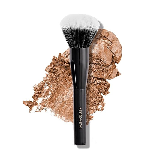 LAURA GELLER Full Face Powder Makeup Brush with Wooden Handle in Midnight Black – Foundation, Setting Powder, Blush, Bronzer, Highlighter and Luminizers – Sheer, Even Application and Blending Makeup-FemmiqueWomen