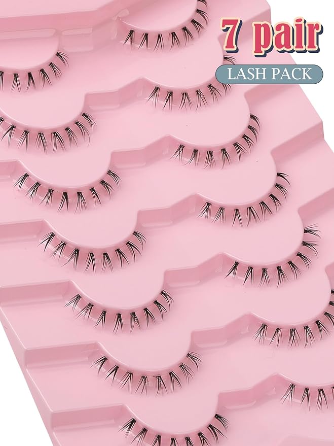 Lashes Natural Bottom Lashes 9mm Lower Strip Lashes Extention False Eyelashes Natural Look Wispy Bottom Eyelashes Fake Lashes Pack 7 Pairs-FemmiqueWomen