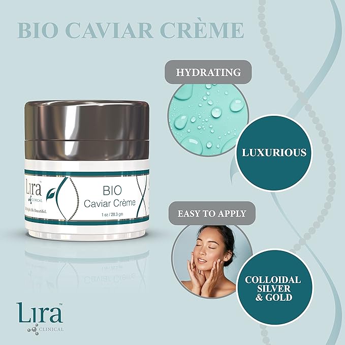 Lira Clinical BIO Caviar Crème - Daily Hydrating Facial Moisturizer with Advanced Peptide Complex and Vitamin C - Night Cream for Dry Skin - Travel Size Nourishing Cream for Skincare Routine - 1 oz-FemmiqueWomen