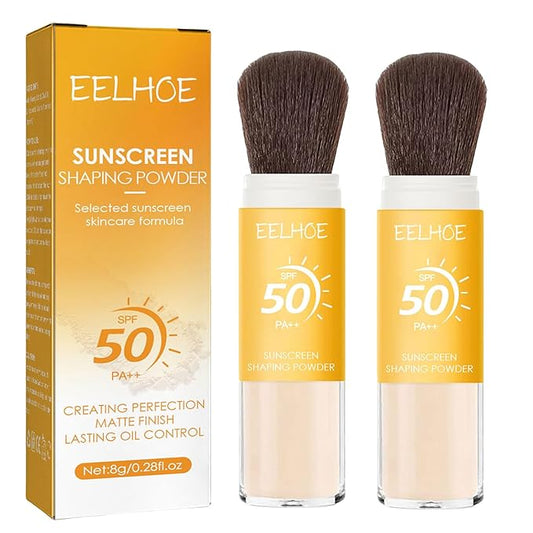 2Pcs Setting Powder, SPF 50,Translucent,Matte Finish Oil Control,Breathable,Lightweight,Mineral Brush Powder,Natural Matte Finish,Long-lasting,Waterproof and Sweatproof Setting Powder-FemmiqueWomen