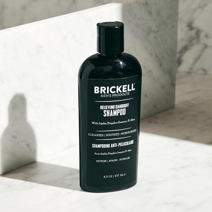 Brickell Men's Relieving Dandruff Shampoo For Men, Natural & Organic, Soothes and Eliminates Dandruff with Ziziphus Joazeiro, Aloe and Jojoba Oil (8 oz)-FemmiqueWomen
