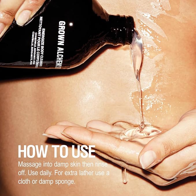 Grown Alchemist Energize Body Cleanser, Chamomile, Bergamot & Rose Body Cleanser. Gentle Body Wash that Hydrates and Cleanses Skin (300 ml).-FemmiqueWomen