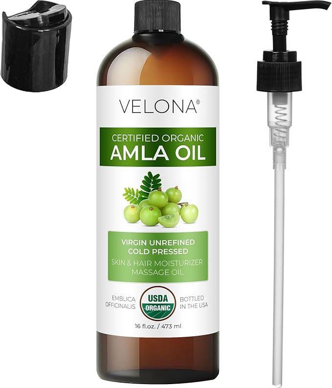 velona Amla Oil USDA Certified Organic - 16 Fl Oz | 100% Pure and Natural Carrier Oil | Extra Virgin, Unrefined, Cold Pressed-FemmiqueWomen