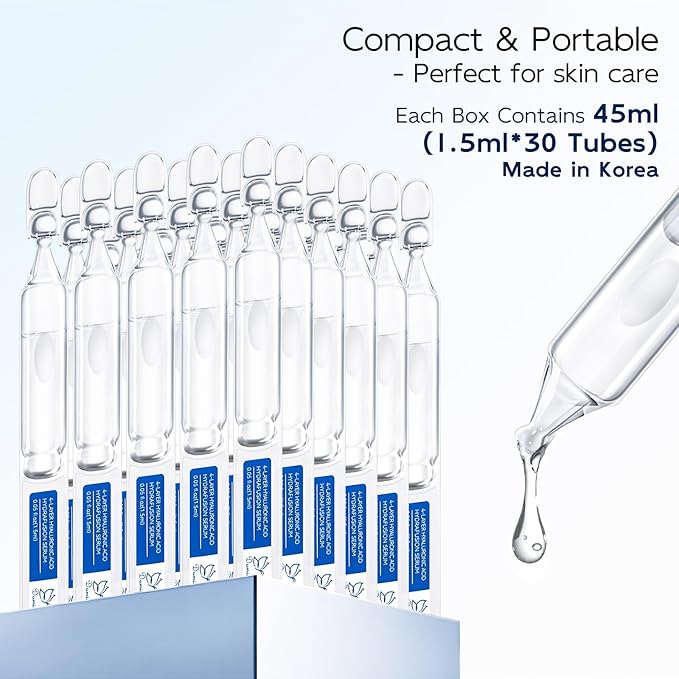 3% Hyaluronic Acid Serum for Face, Anti-Aging Hydrating Serum with 20,000 ppm Ceramide NP & 10,000ppm Acetyl Hexapeptide-8, Korean Skincare ultra hydrating serum, turm Skin/Sensitive Skin(1.5 ml*30)-FemmiqueWomen