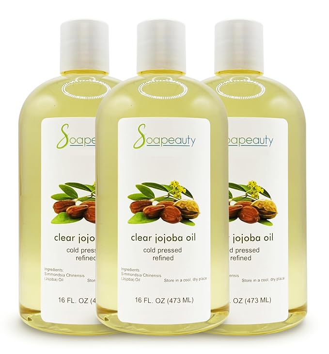 Soapeauty Clear Jojoba Oil | 100% Pure & Natural | Refined, Cold Pressed, Hexane Free | Moisturizing Oil for Skin, Face, Hair & Nails | 48 fl oz (3 * 16 fl oz)-FemmiqueWomen