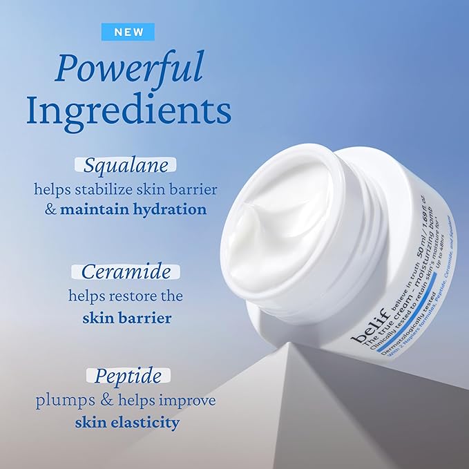 belif Moisturizing Bomb – Daily Ceramide Moisturizer with Peptide & Squalane, 48hr Hydration & Anti-Aging Cream, Milky & Lightweight, Restores Skin Barrier, Korean Skincare, 3.3 fl oz (100ml)-FemmiqueWomen