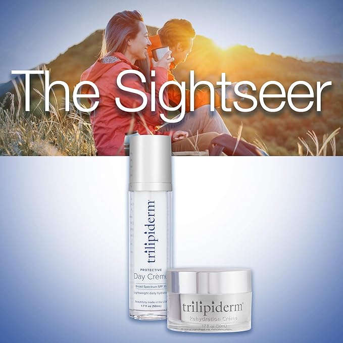 Trilipiderm Sightseer Bundle – Protective Day Cream Broad Spectrum SPF 30 and Rehydration Night Crème Set – Day and Night Protection, Hydration and Renewal Travel Size-FemmiqueWomen