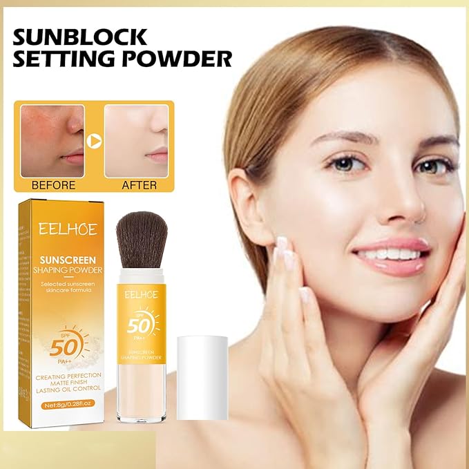 2Pcs Setting Powder, SPF 50,Translucent,Matte Finish Oil Control,Breathable,Lightweight,Mineral Brush Powder,Natural Matte Finish,Long-lasting,Waterproof and Sweatproof Setting Powder-FemmiqueWomen