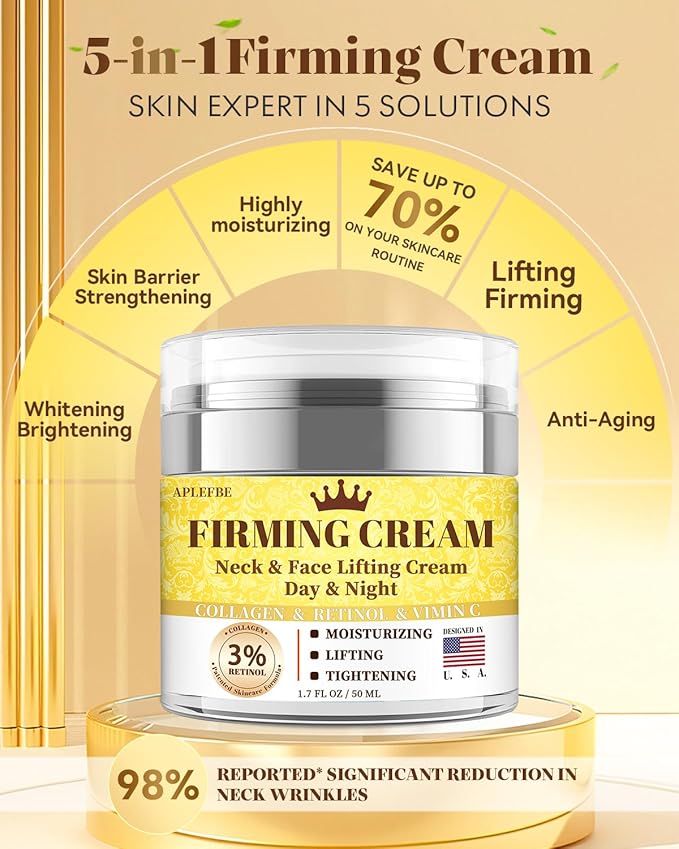 3% Retinol Cream Face Moisturizer, Anti Aging Neck Firming Cream with Collagen, Day & Night Face Cream with Hyaluronic Acid, Lifting & Tightening Wrinkle for Women & Men, 1.7 FL OZ, 3PC-FemmiqueWomen