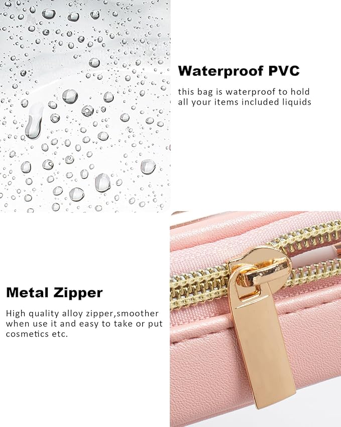 Clear Makeup Bag Small, TSA Approved Portable Toiletry Bag with Zipper Cosmetic Travel Bag Makeup Organizer Case Mini Makeup Pouch for Purse Car Organizer Bag for Women Men-FemmiqueWomen