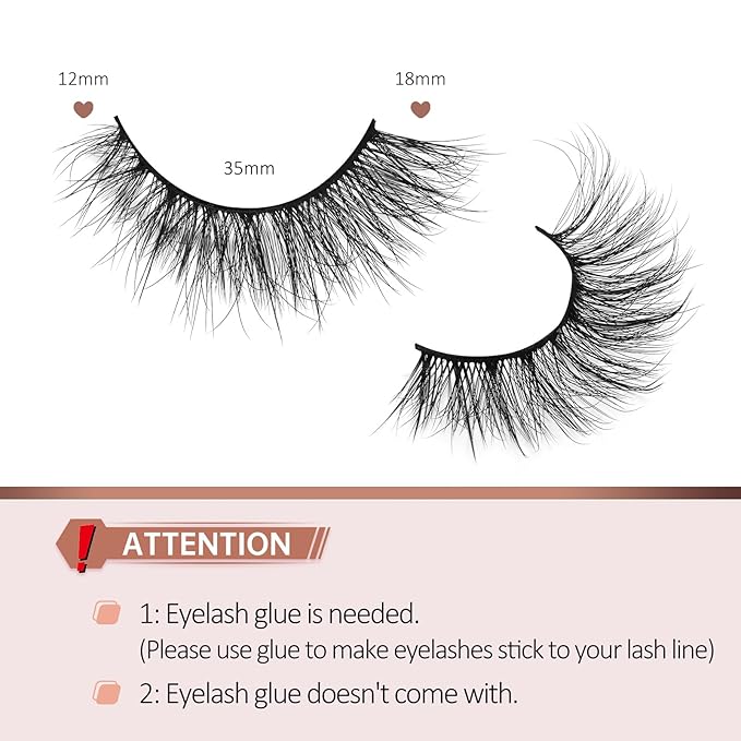 Fake Lashes Natural Wispy Lashes Airy Volume Faux Mink Lashes Fluffy Long False Eye Lashes Sets Pack 18MM Reusable Eyelashes A05-FemmiqueWomen