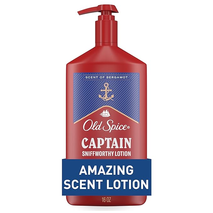 Old Spice Hand, Face & Body Lotion for Men, 24/7 Lightweight Moisturization with Amazing Scent, Instant Absorption, For All Skin Types, Captain with Bergamot Scent, 16 oz-FemmiqueWomen